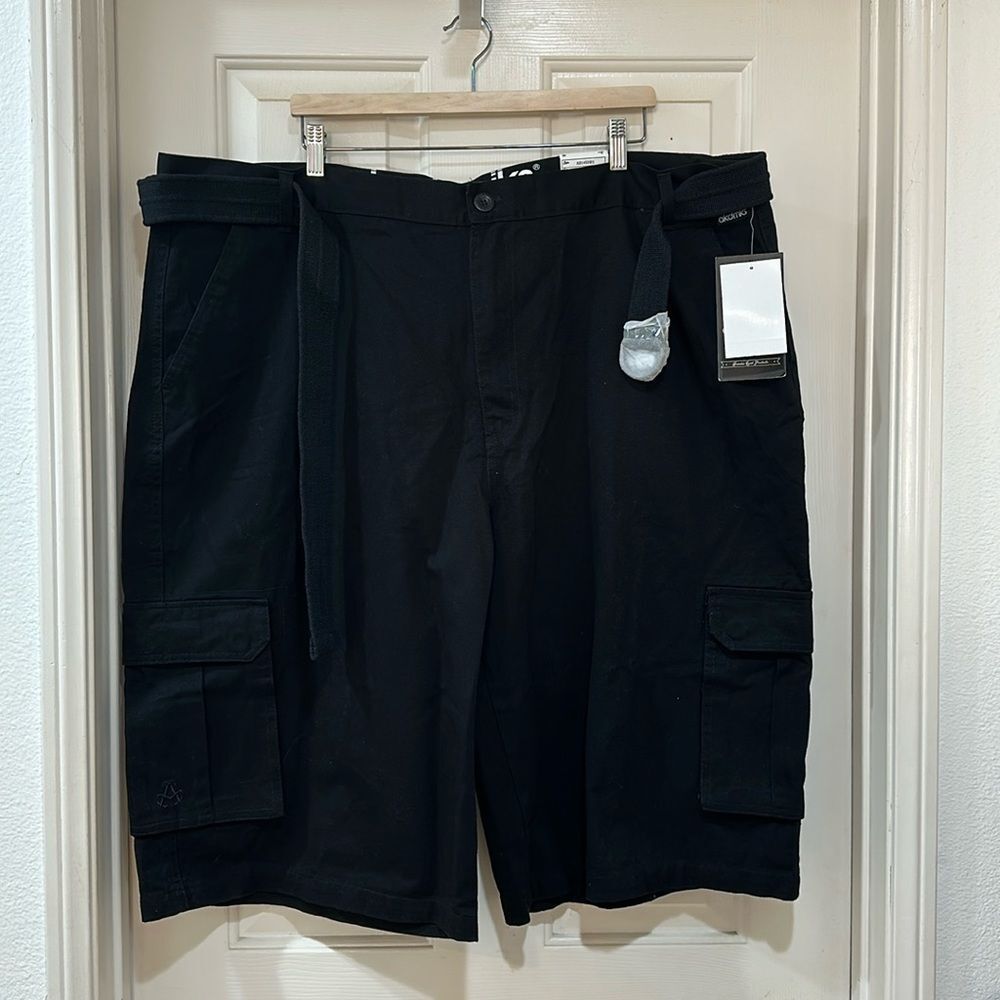 Akademiks Shorts Mens Size 48 Cargo Black Belted Knee Length Cotton New